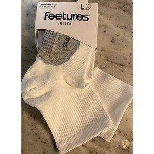 FEETURES Elite LIght Cushion WHITE Cush Quarter Socks Ankle LARGE No Blisters